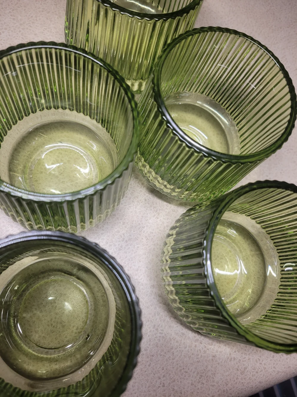 Green Ribbed Tealight Candle Holders - Wedding / Party Decor